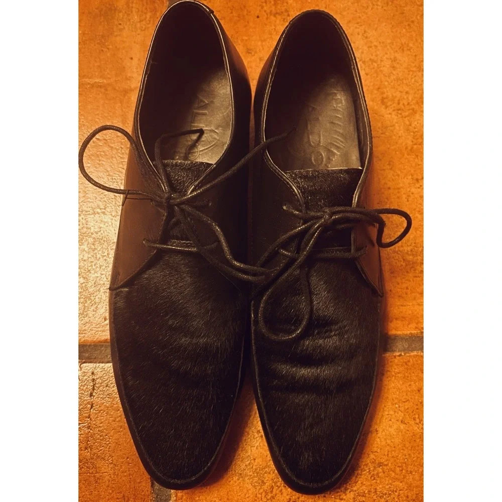 Aldo Jarom Men's Lace Up Derby Mixed Material Shoes Leather Base W/ Pony Hair 9
